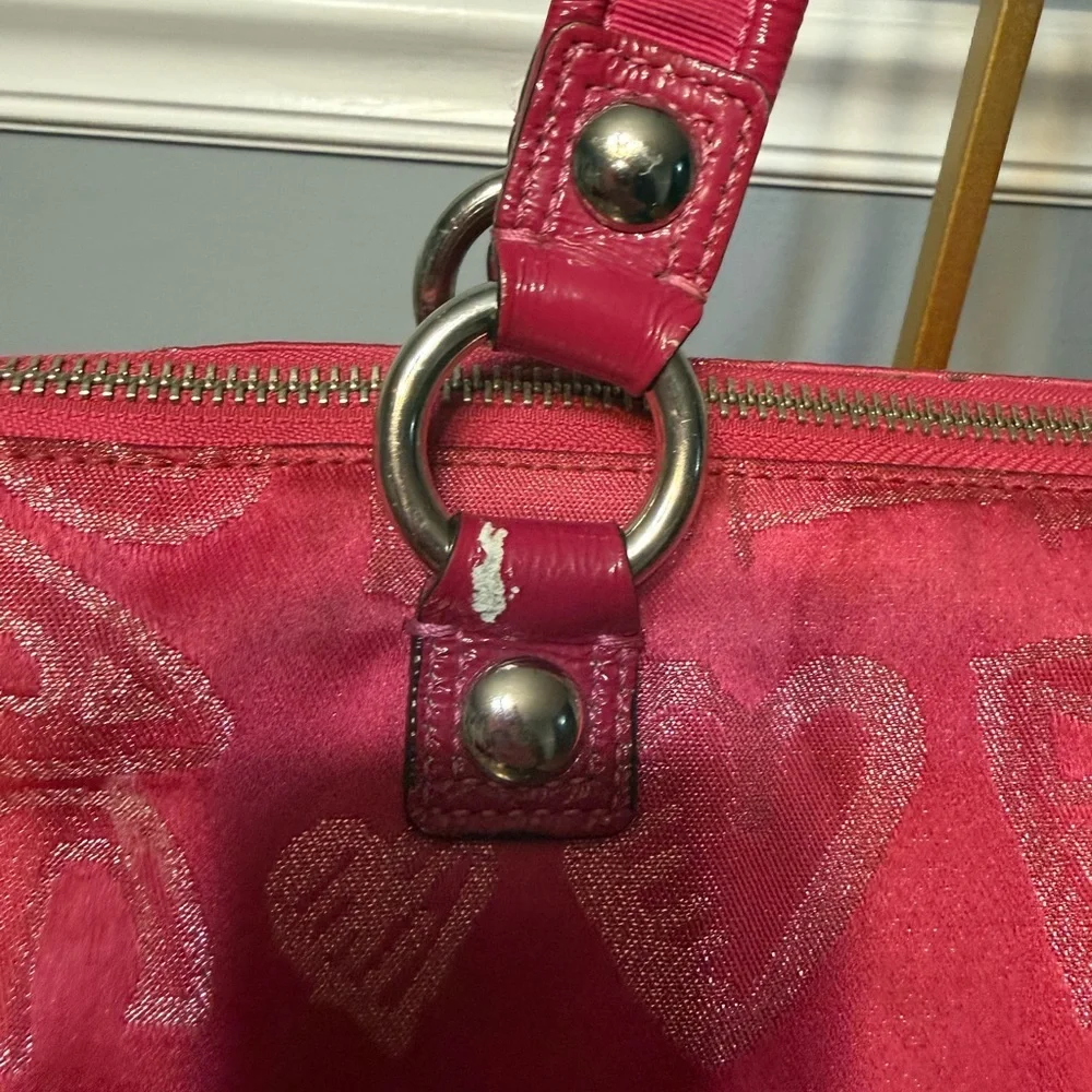 Coach Poppy Storypatch Glam Tote Hot Pink Jacquard Metallic Trim 2010 - Picture 10 of 16